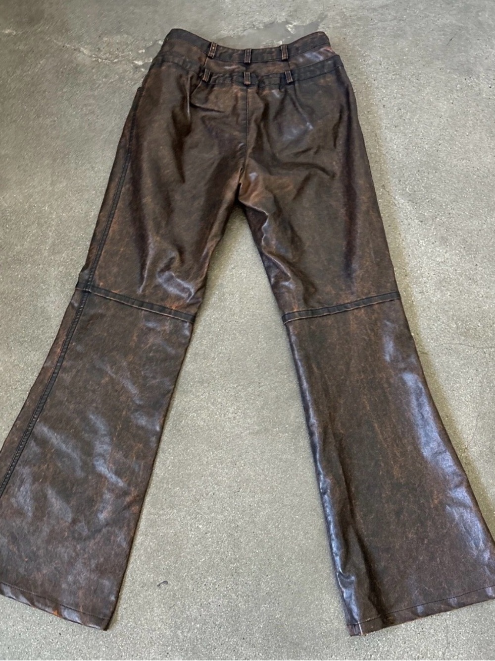 Alberto Makali Brown Faux Leather Flare Pants - Picture 9 of 12